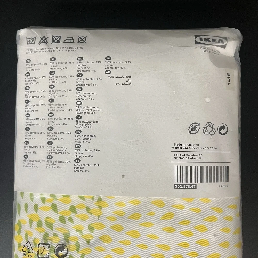 IKEA Murgrona Curtains 1 Pair 57x98 Pink Yellow Green Abstract Grommet